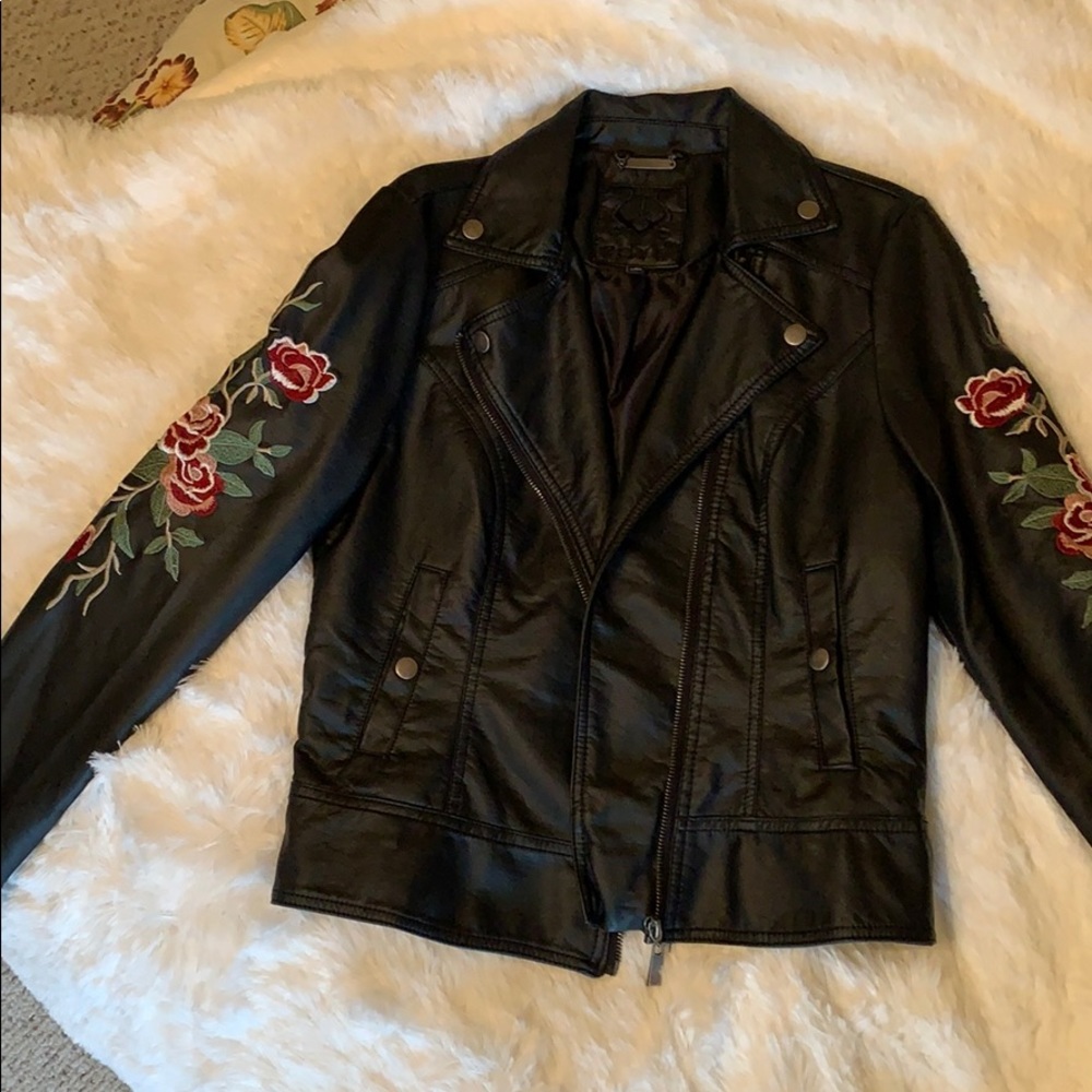 Faux leather moto jacket